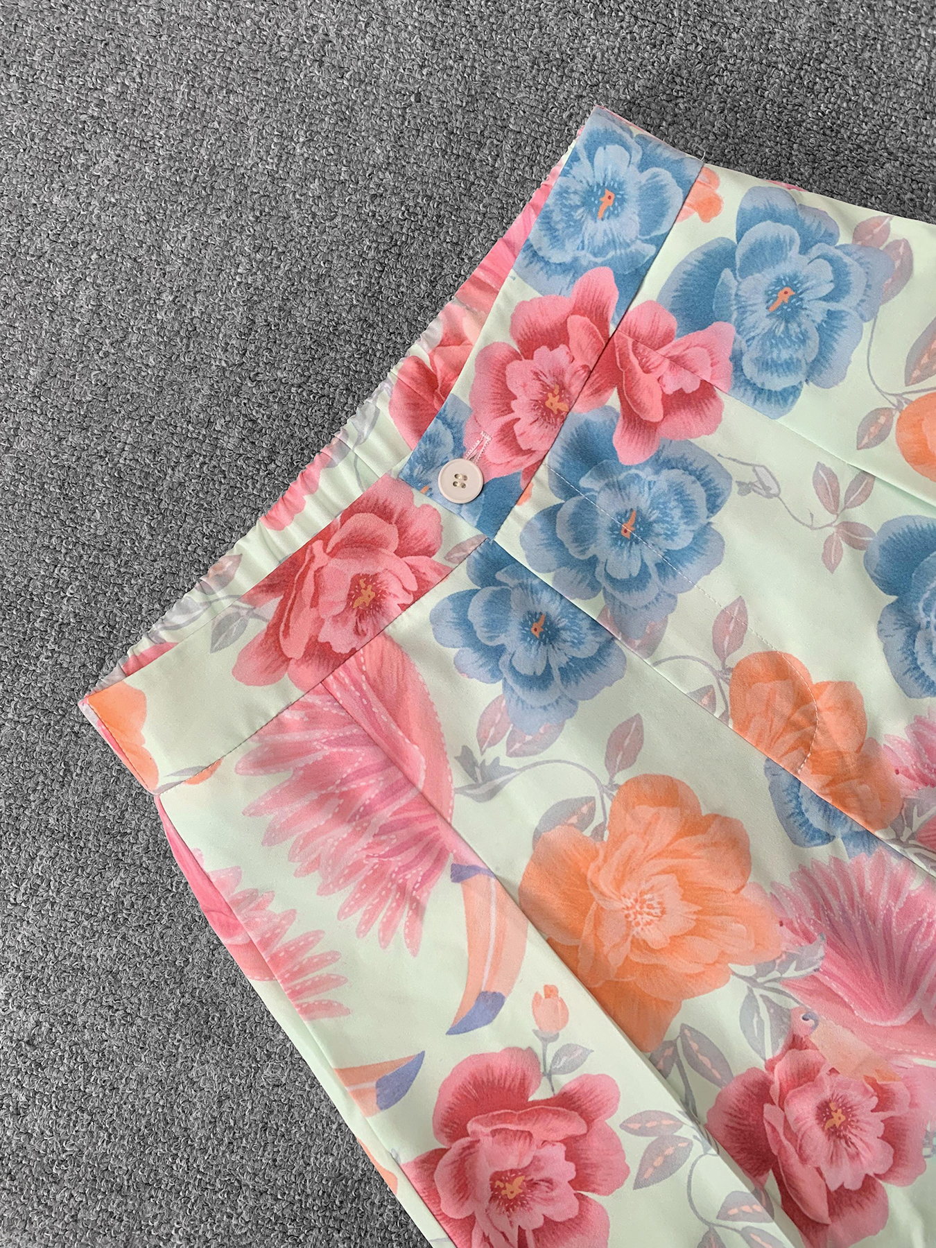 Elegant Powder Hue Ensemble for Her Stylish Street Fashion Two Piece Featuring a Simple Bustier and Flowing Floral Bottoms from Korea Style Apparel Co