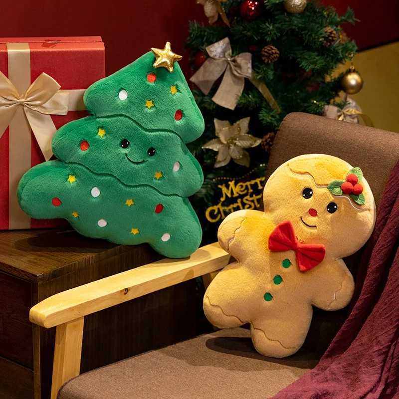 Christmas Tree Plush Toys Snowman Gingerbread Man Pillow Soft Cookie House Stuffed Cute Birthday Plush Gifts Xmas Present Y251105