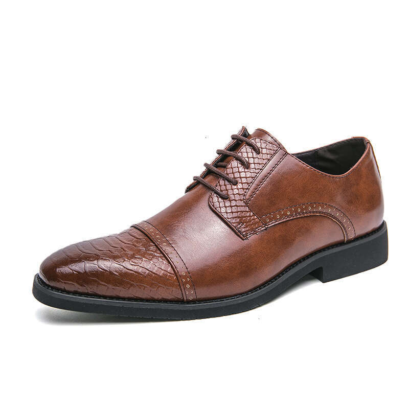 Large White 2023 Spring and Autumn Men's Business Dress 38-46 British Leather Wedding Shoes
