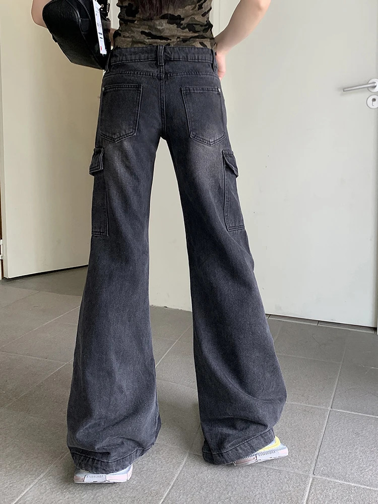 Flare Jeans Fashion High Waist Wide Leg Denim Trouser Straight Casual Womens Loose Suitable for Comfort 250403