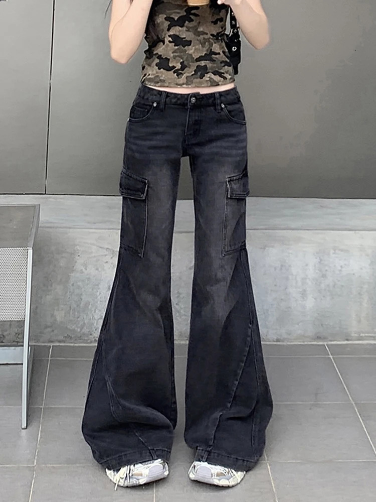 Flare Jeans Fashion High Waist Wide Leg Denim Trouser Straight Casual Womens Loose Suitable for Comfort 250403