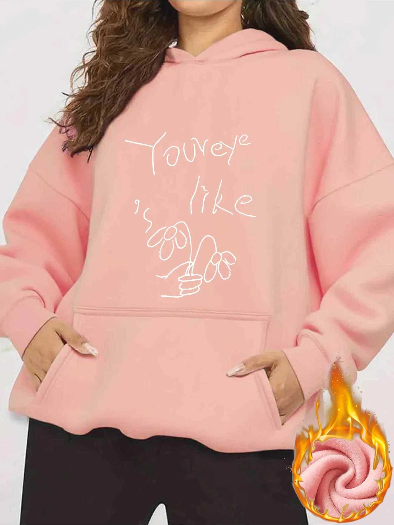 2025 Autumn and Winter Womens Floral and Letter Printed Hooded Sweatshirt Pullover Casual Fashion Retro Personality Y2K TopT251105