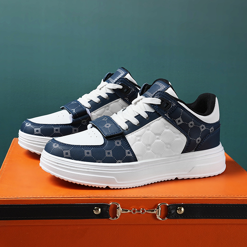 Free shipping Versatile height increasing casual sports shoes plus size for men women fashionable couple color blocked low top board shoes hot - view 5