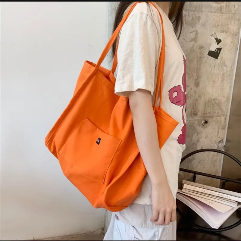 Canvas Bag High Quality Reusable Shopping Shoulder Women Simple Casual Daily Use Handbag Female Portable Folding Purse 251028