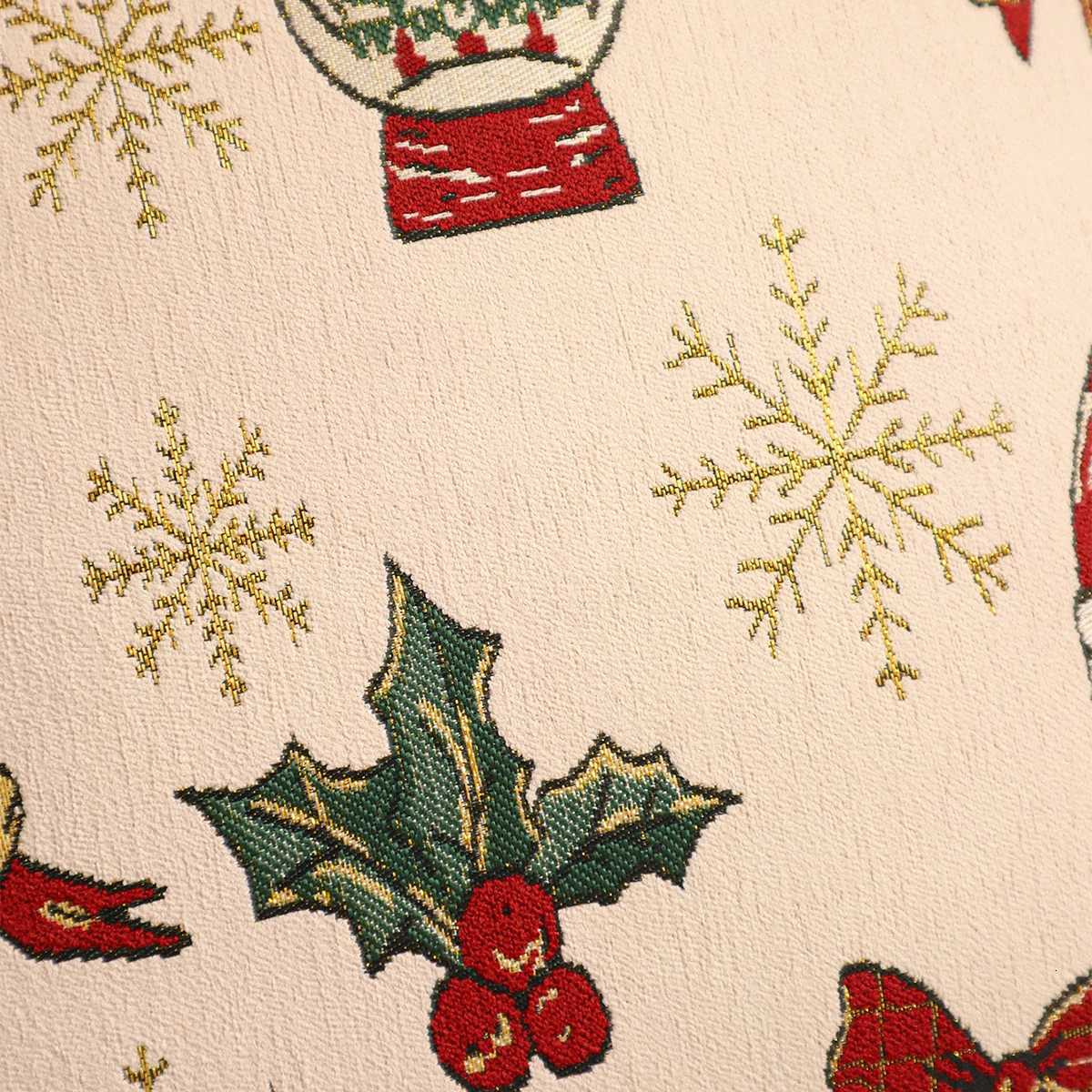 1PC Throw Pillow Cover Christmas Decoration Linen Christmas Tree Snowflake Winter Jacquard Farmhouse Home Sofa Living Room Y251105
