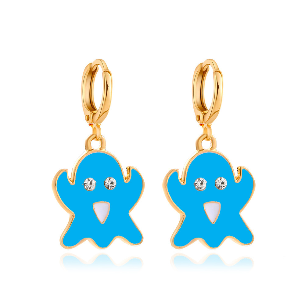 Oil Drop Colorful Exaggerated Funny Alloy Cartoon Ghost Face Earrings Halloween Gift