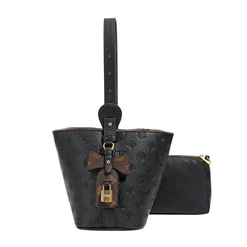 High-end bucket bag for women 2025 new style handbag embossed versatile ladies temperament fashion shoulder crossbody bag