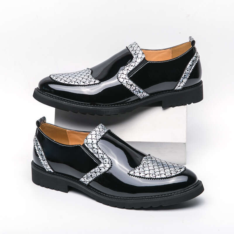 Large size new casual leather British style men's set shoes, nightclub hairstylist shoes