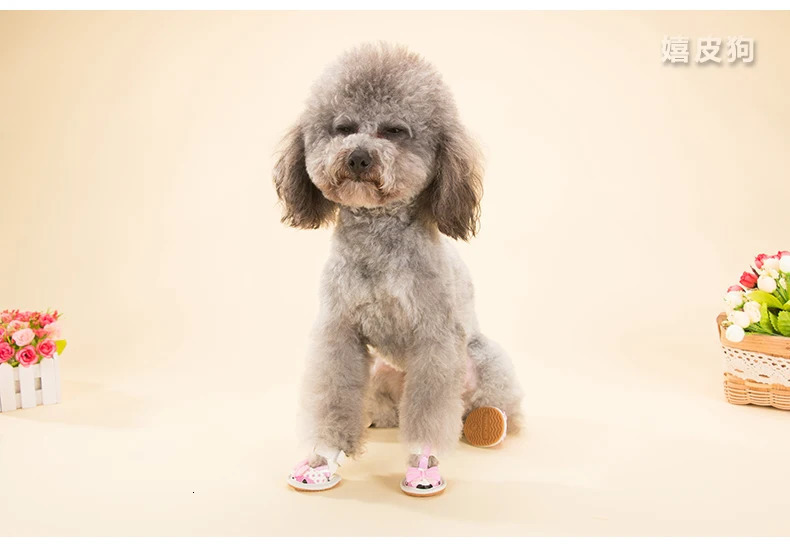 4pcs Pet Shoes Dog Products Summer PU Bows Dog Shoes for Chihuahua Yorkshire Pink Blue Red Princess Puppy Cats Pugs Products 250402