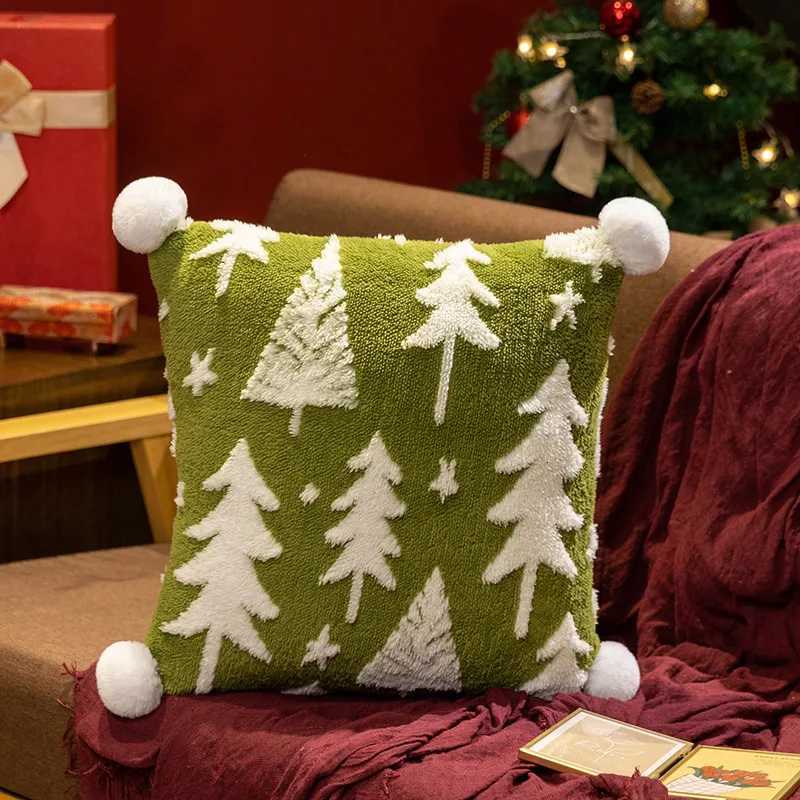 Christmas Tree Sofa Cushion Xmas Tree Stuffed Plush Toys Noel Navidad Pillow Ornament Merry Christmas Decors For Home Gifts Y251105