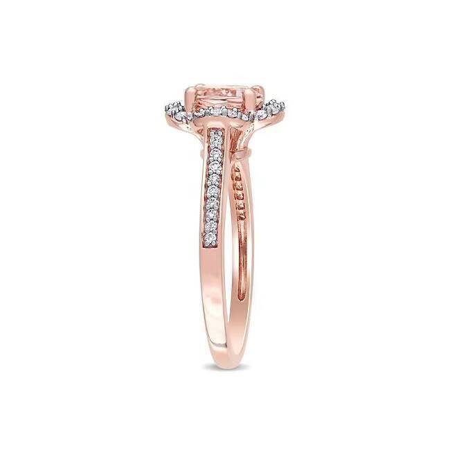 Customized 925 Silver Wedding Engagement Ring Rectangular Pink Morganite Zircon Solid Flower Shape Diamond Moissanite