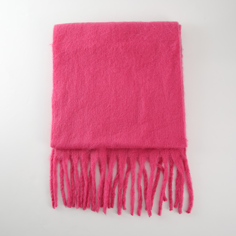 K315 Soft waxy mohair scarf for women Korean version ins new winter trend simple thick warm solid color imitation cashmere scarf