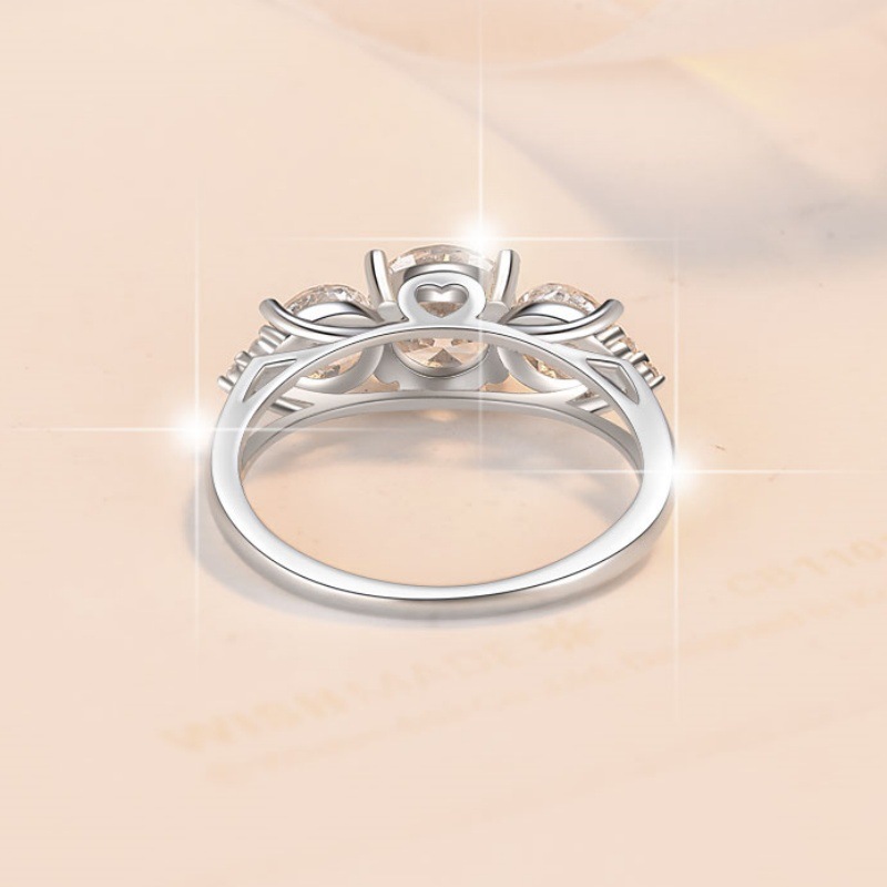 s925 pure silver ring designer jewelry women Moissanite ring for women Proposal Three Life Stone Diamond Ring Girls Wedding Engagement Jewelry Gift - view 6