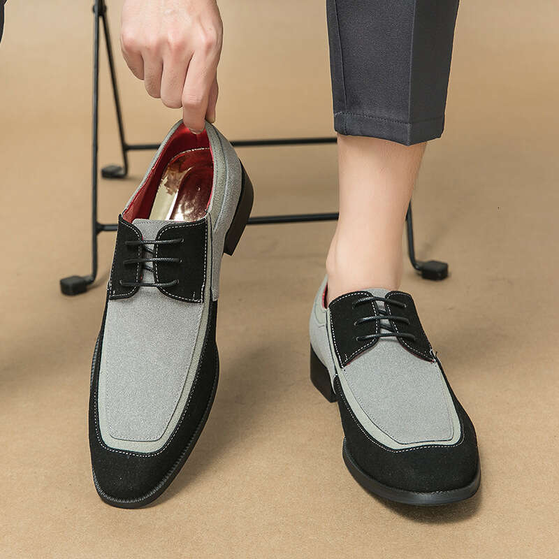 Large leather sizes 38-48, matte leather, contrasting colors, lace up wooden soles, low cut British style casual shoes, men's shoes