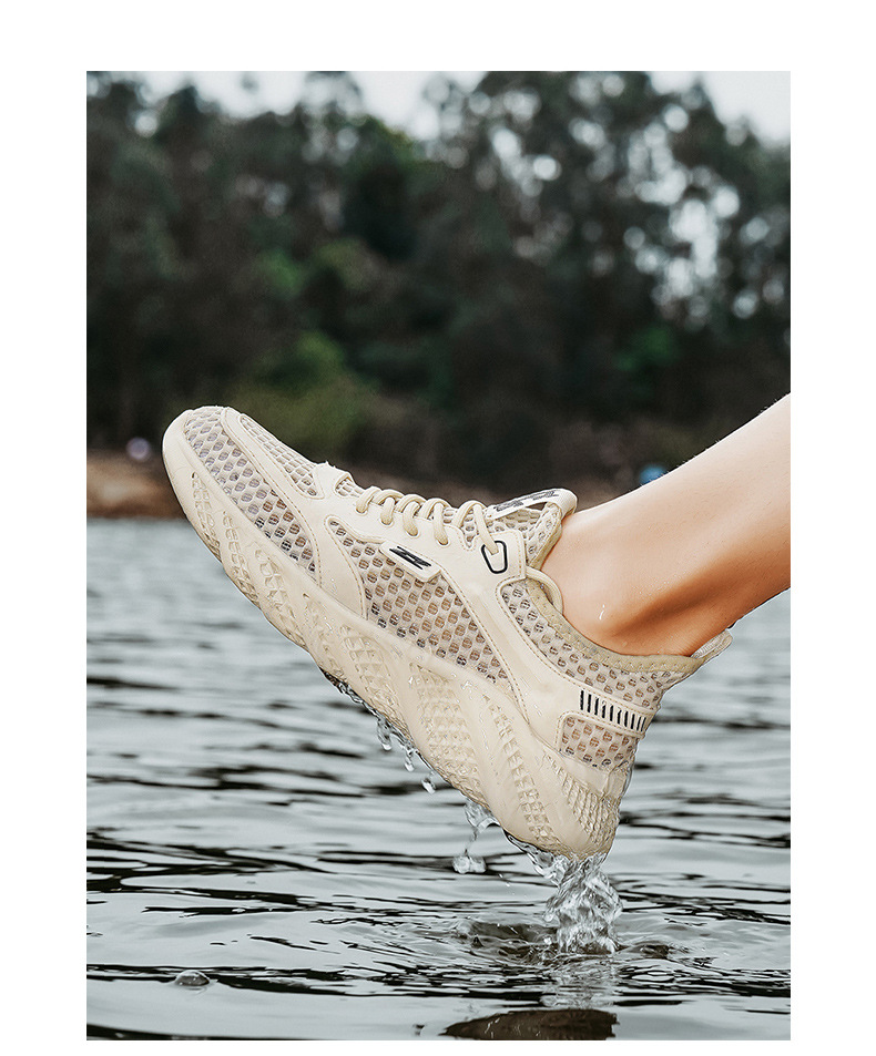 Hollowed Out Breathable Shoes Unisex 2025 Summer New Arrival Lightweight Large Mesh Comfortable Sports Shoes Low Cut Casual Walking Hiking Shoes for M