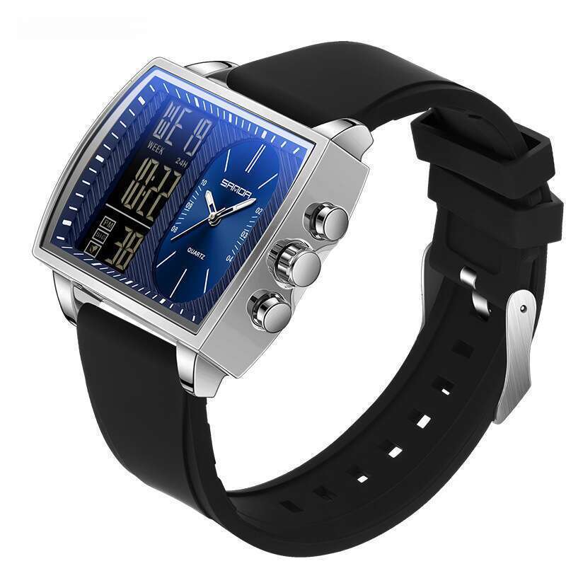 DHwatches Sanda Multifunctional Electronic for Men, Fashionable Dual Display Business Large Dial Men's Watch, Countdown Waterproof Watch