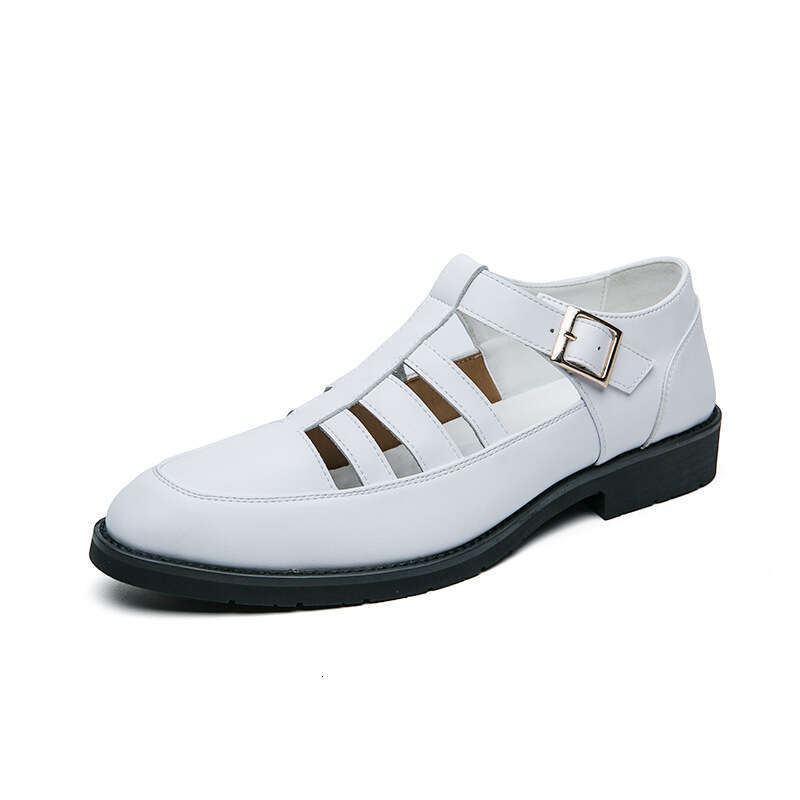Large summer hollow men's Men's 38-45 cowhide British breathable formal business leather sandals
