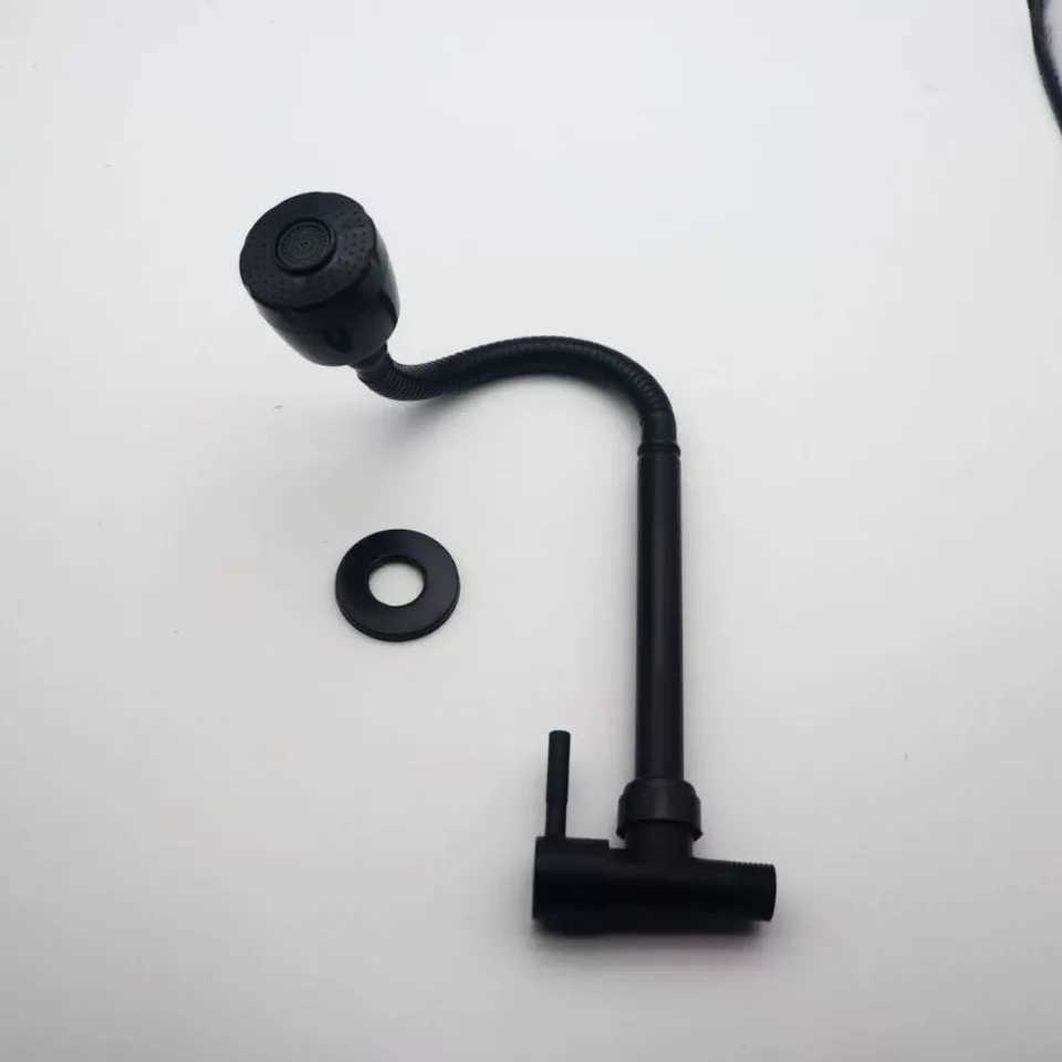 Black Baking Varnish 360 Kitchen Wall Mounted Faucet Single Cold Universal Vegetable Basin Faucet Bathro Balcony Faucet Y251104