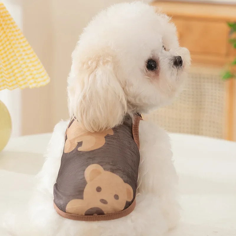Dog Pet Sleeveless Mesh Bear Traction Vest Cat Breathable Thin Teddy Pet Dog Cooling Vest for Dogs Summer Clothes 250402