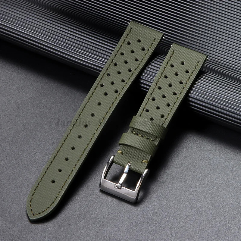 Premium Sailcloth Watch Strap 18mm 20mm 22mm Rally Racing Watch Strap Quick Release Perforated Breathable Mens Sport Watchbands 251104