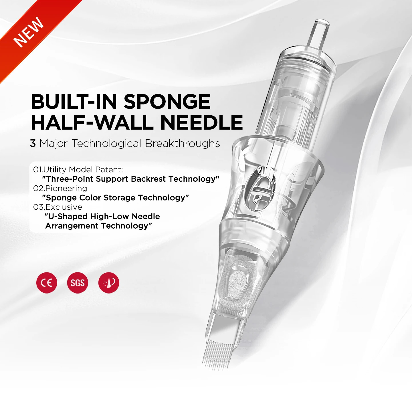 10Pcs U14/018-ST Universal Tattoo Cartridge Needles Built-in Sponge Half-wall Needle For Tattoo Machine For Eyebrow Lips Tattoo 251104