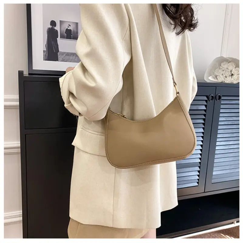 Womens Fashion Handbags Retro Solid Color PU Leather Shoulder Underarm Bag Casual Women for 251030