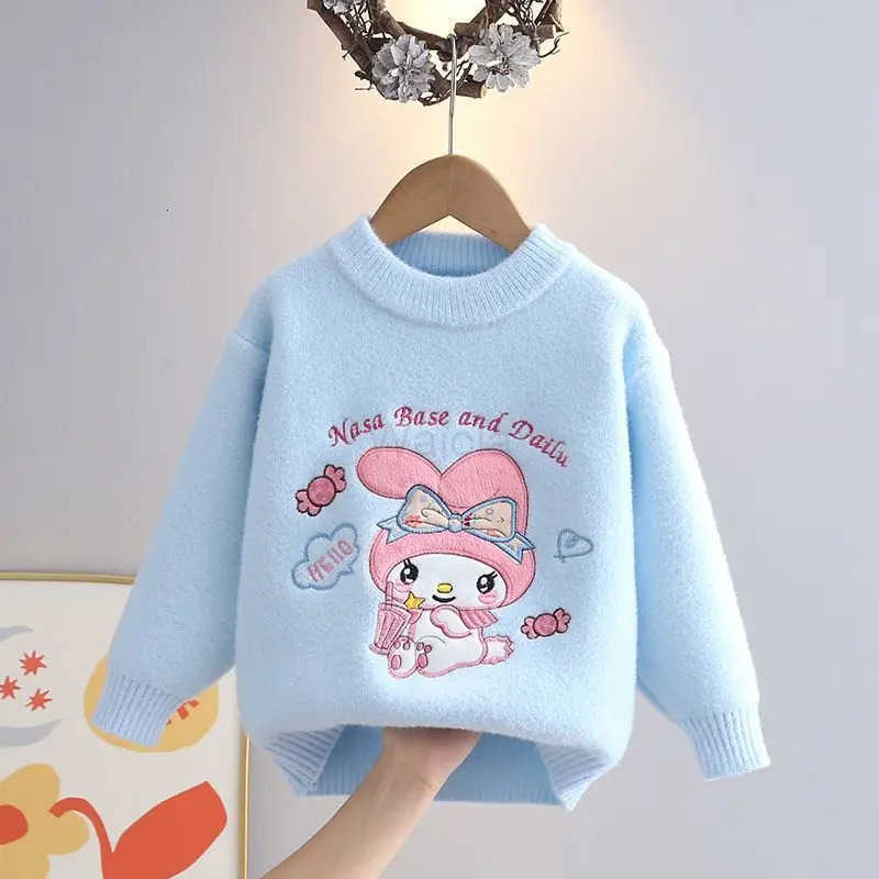 Sanrio Girls Sweater Coat New My Melody Autumn Winter Cute Tops Cartoon Pullover Knitwear Base Shirt Kawaii Sweater Gift H251105