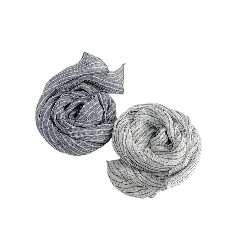 Spring And Summer Thin Linen Scarf Slender And Narrow Strip Breathable Neck Protection Scarf Womens Lenghten Shawl 250403
