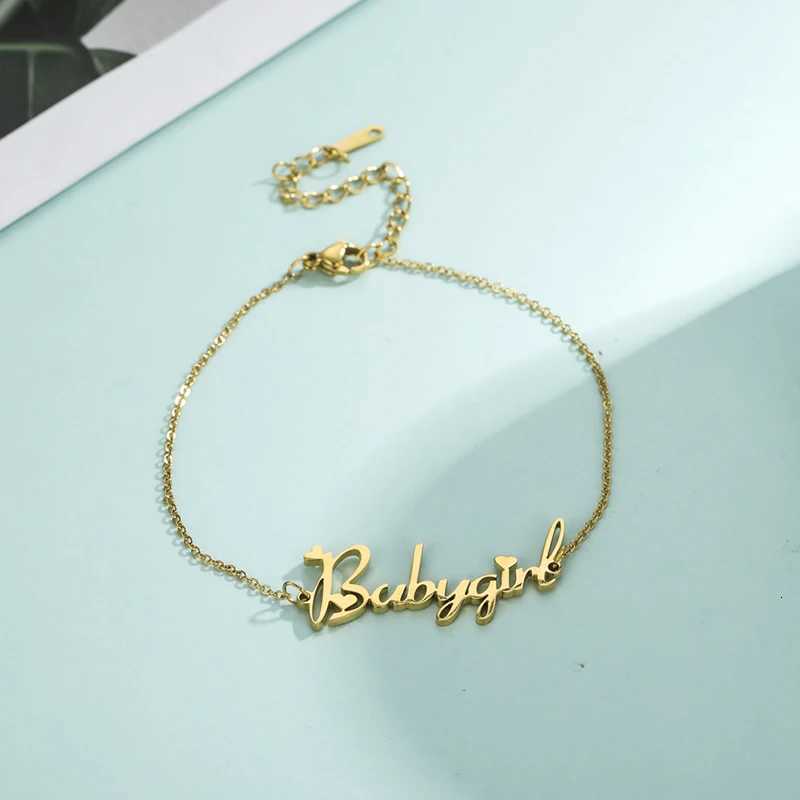 Letter Text Custom Name Bracelet For Baby Women Men Personalized Child Kid Gold Color Anklet Family Gift Stainless Steel JewelryXJ251105