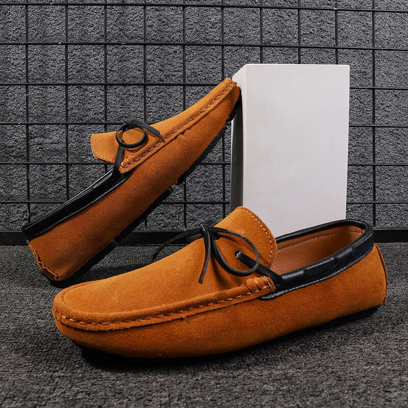 Large size cowhide bean sizes 38-48, leather for men, 2023 spring and autumn new style, one foot driving shoes