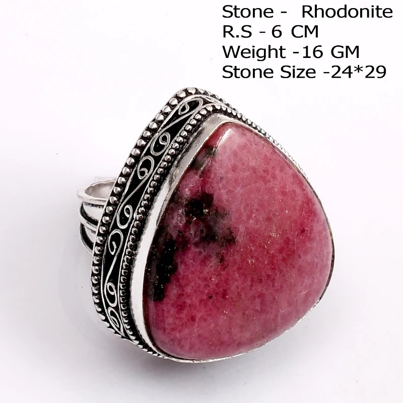 Genuine Rhodonite Ring Women Jewelry gift y251104