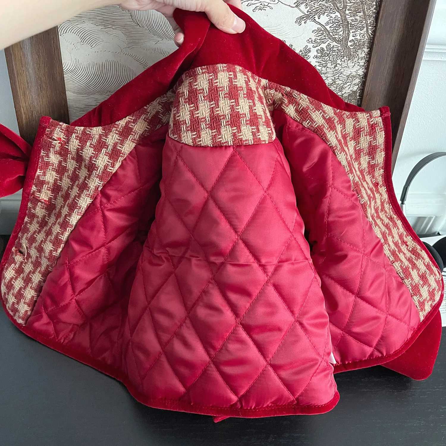 Childrens Clothing Sets Red Plaid Bow Coat Pleated Skirt Sets Winter Clothes for Girls Baby Girl Outfit Set Boutique Clothes Y251105