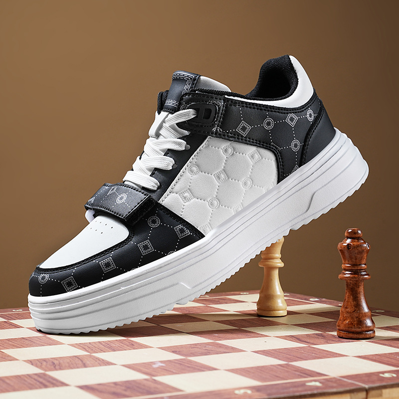 Free shipping Versatile height increasing casual sports shoes plus size for men women fashionable couple color blocked low top board shoes hot - view 9