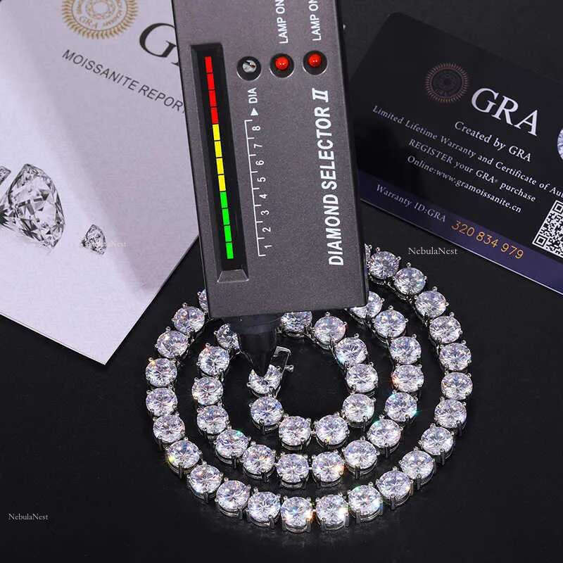 Pendant 8mm-10mm High Quality VVS1 Moissanite Tennis S Sterg Sier Men's And Women's Necklace Passes Dia Testing Free Shipping