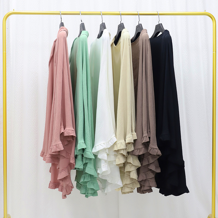 Solid Ruffled Headband With Large Swing Malay Solid Color Women's Headscarf Abaya Maxi Dresses Islamic Clothing