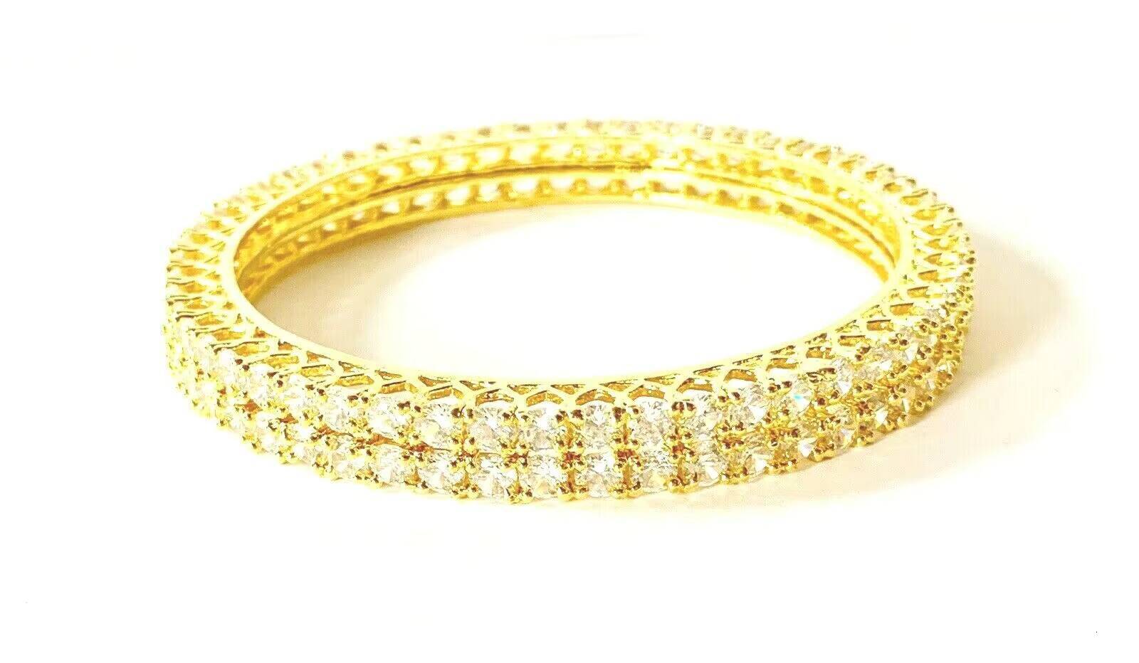 Fashion Indian Bangles Gold Plated White CZ Wedding Bangles for Women Silver Indian Bangles Wedding