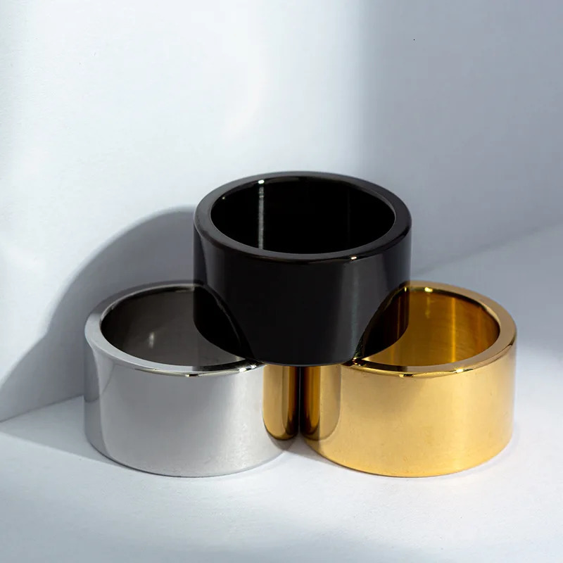 High Quality Brushed Ring For Men Stainless Steel 12mm Wide Bulky Punk Male Band Jewelry Accessories 251031