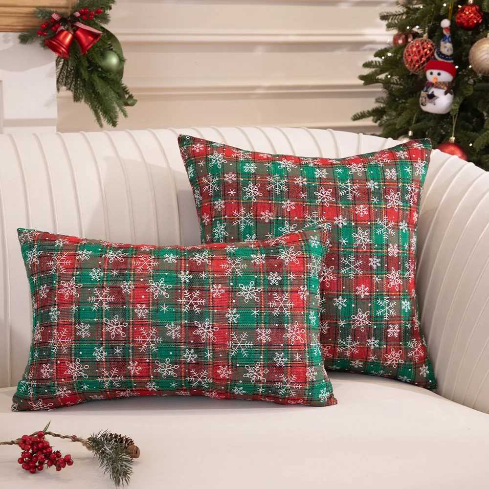 Christmas Plaid Decorative Throw Pillow Covers Scottish Tartan Cushion Case for Farmhouse Home Holiday DecortionHidden Zipper Y251105