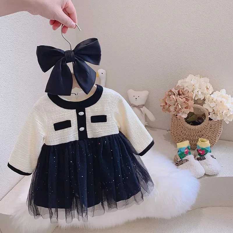 New Girls Dress Princess Fashion New Lovely Clothes Long Sleeves Patchwork Vintage Party Vestidos for 2-8T Toddler Y251105
