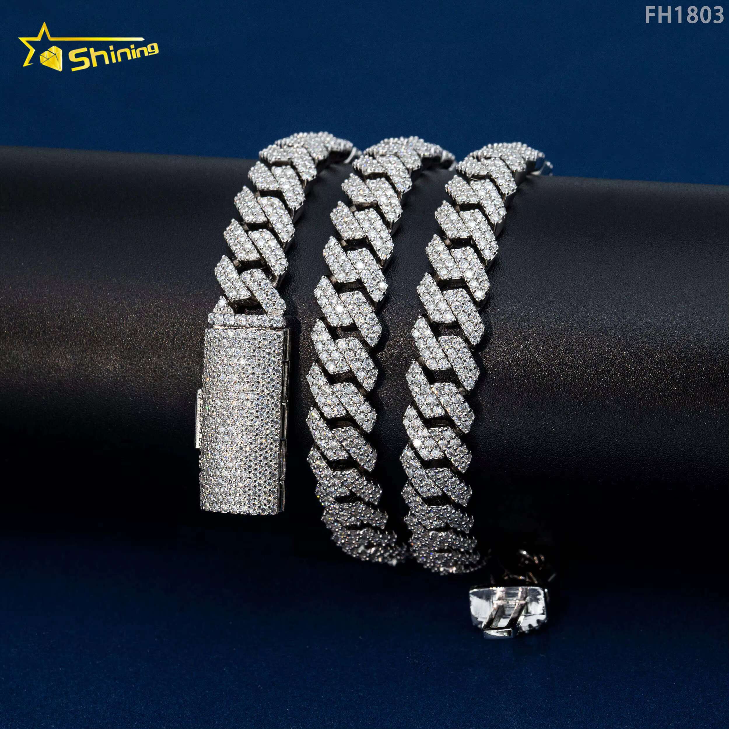 Wholesale Price Hip Hop Jewelry Cuban Chain Necklace for Men 925 Sterling Silver Micro Pave Zirconia Diamond Cz Cuban Link Chain