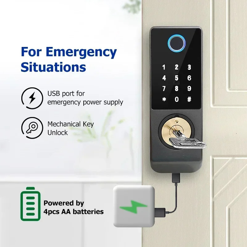 Fingerprint Lock Waterproof Tuya Wifi Remote Control Bluetooth TTLock App Card Digital Code Keyless Electronic Smart Door Lock 250402