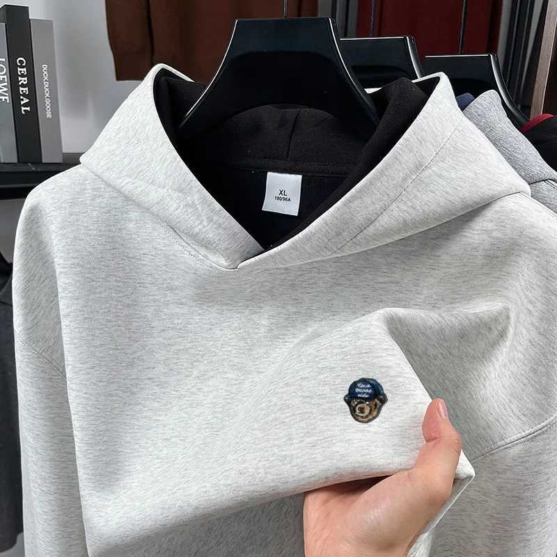 mens new autumn winter long sleeves hooded sweatshirt keep warm high grammage tops leisure High Street versatile mens clothingT251105