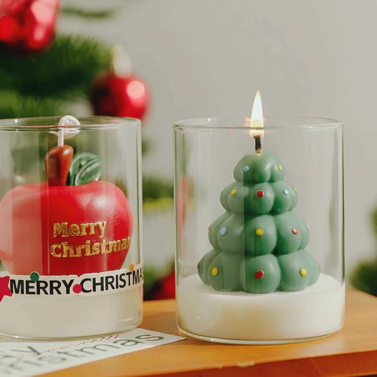 Christmas Scented Candle Glass Cup Soy Wax Santa Tree Snowman Reindeer Gift Home Decoration Holiday Aromatherapy Candle C251105