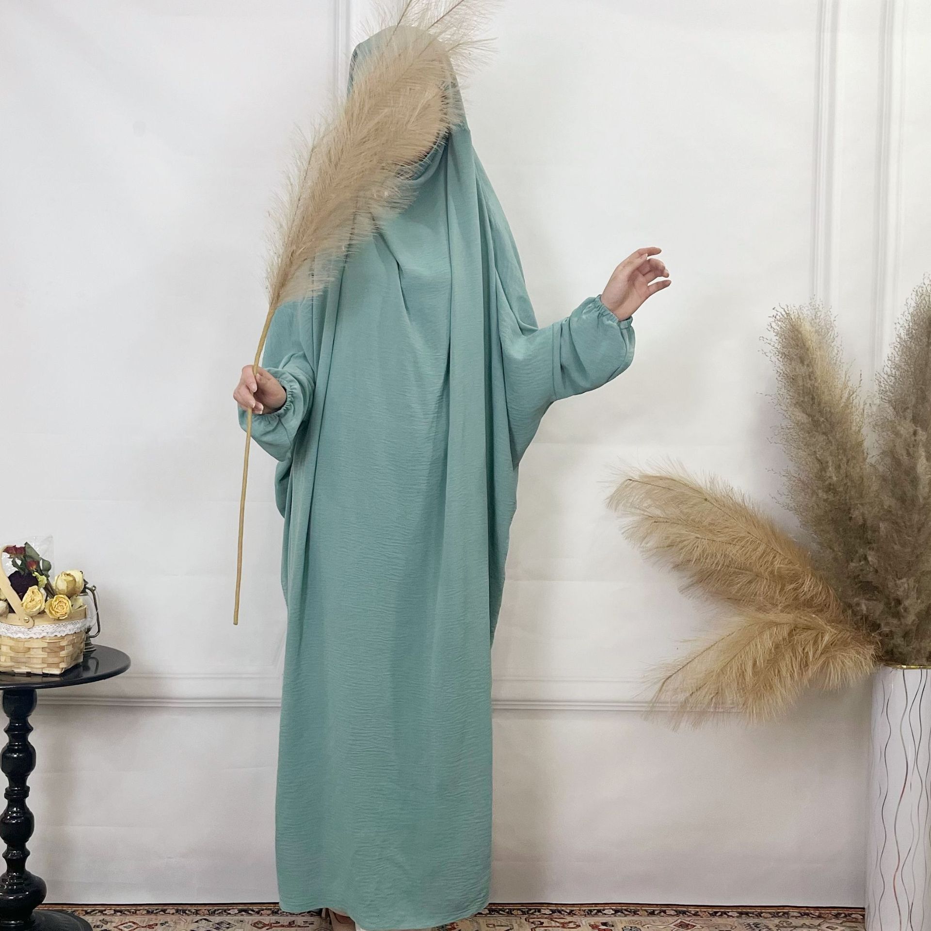 Dubai Malay Solid Color Loose Robe Plus Size Women's Dress Abaya Maxi Dresses Islamic Clothing