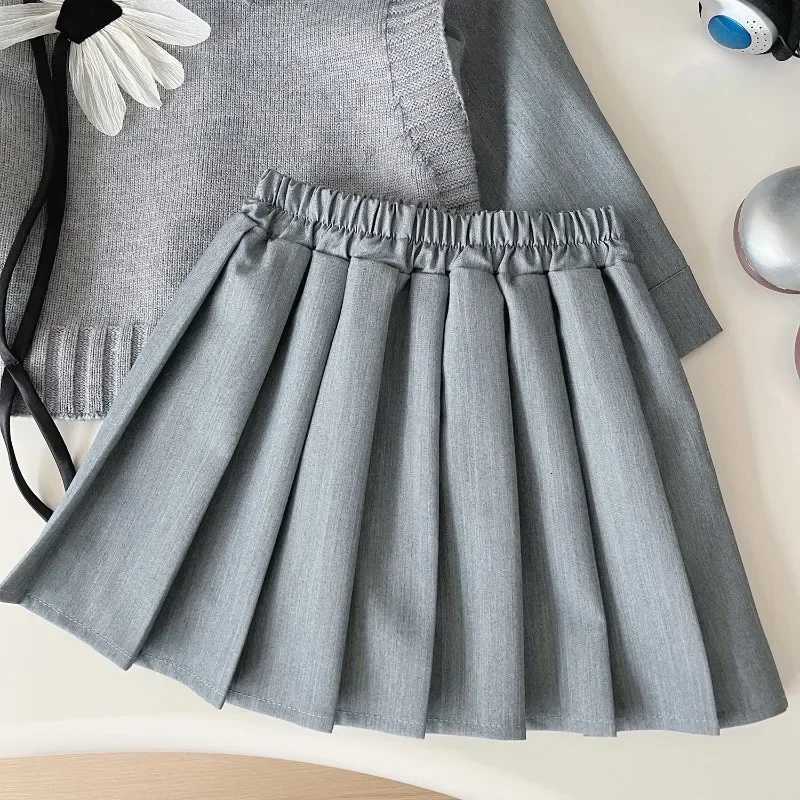 3Pcs Girls Clothing Sets Autumn Spring Knitted Sweater VestShirtsPleated Skirt Fashion Korean Children Princess Suits 2-7Yrs Y251105