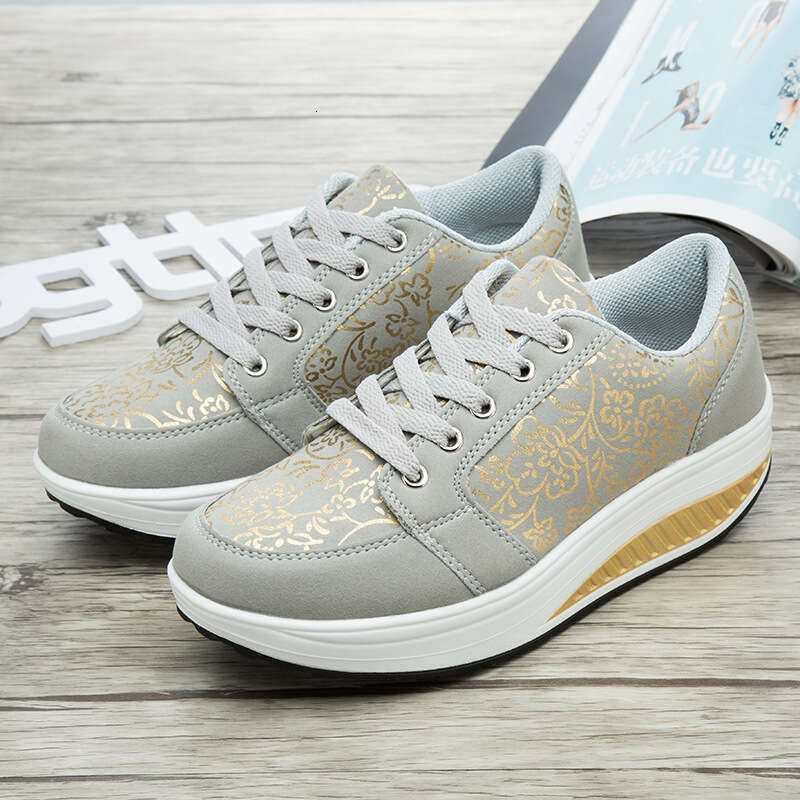 Spring round toe women's front lace up adhesive black low cut sports textile category shoes, wedge heel shoes for women