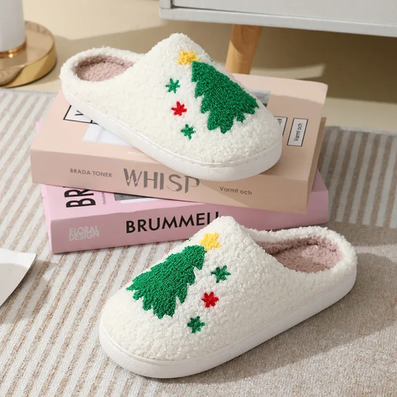 Christmas Tree Slippers Thick Sole Winter Home Slipper Warm Slippers Plush Slippers Cactus Non Slip for Woman Man Christmas Gift 251031