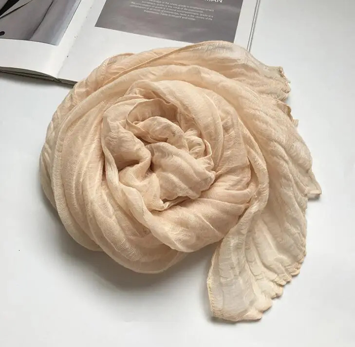 60x230cm Arrival Soft Solid Color Women 100% Linen Scarf Summer Travel Sunscreen Long Shawl Elegant Hijab Women Foulard 250403