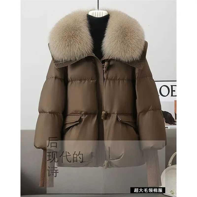 Winter New 2025 Down Cotton Jacket Short Parka Coat Western Korean Version Loose Cotton Jacket Big Fur Collar Thick OvercoatT251105