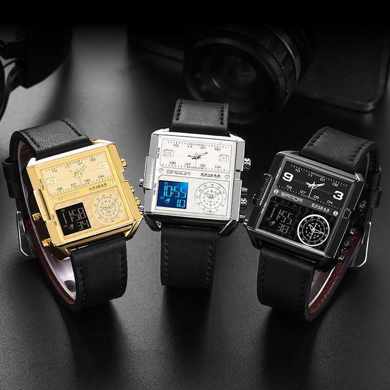 DHwatches Sanda Brand Men's Dual Display Electronic Quartz Watch Live Streaming TikTok